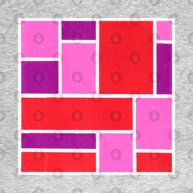 Inverted Purple Red Pink Geometric Abstract Acrylic Painting II by abstractartalex